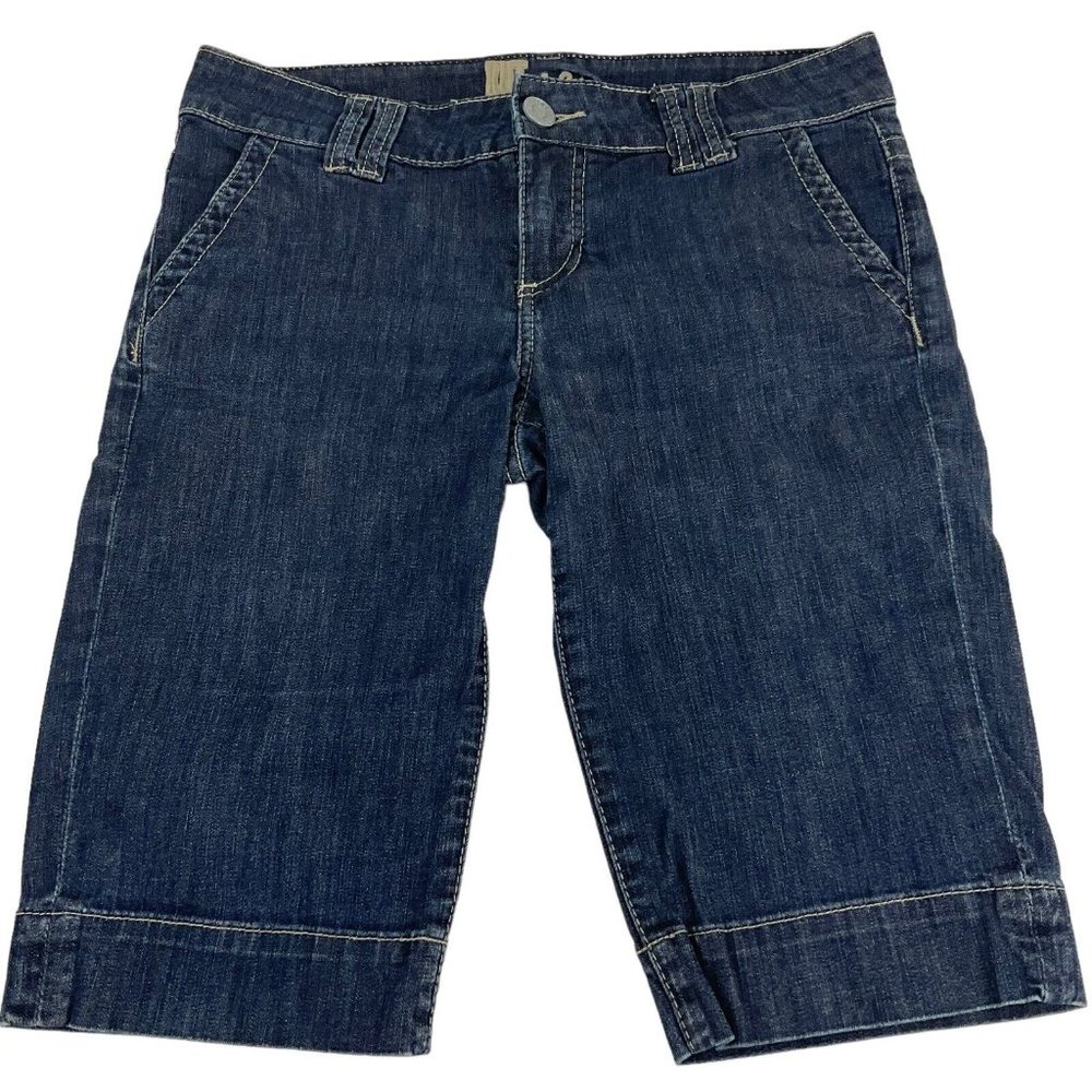 Kut from The Kloth Short Women's Size 4 Blue Dark Bermuda Mid Rise Stretch Denim